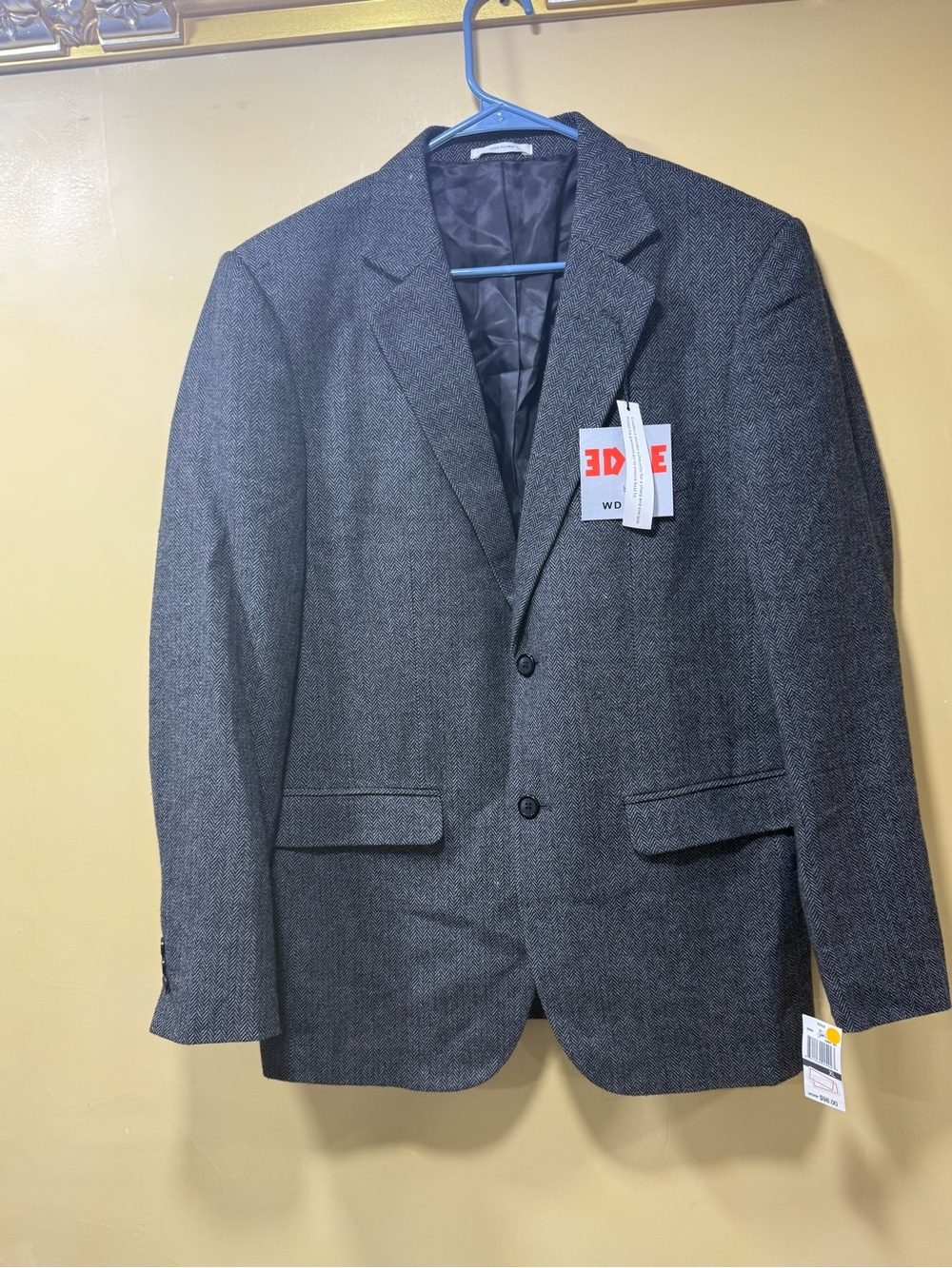 edge Charcoal Gray Herringbone Two-Button Sport Coat